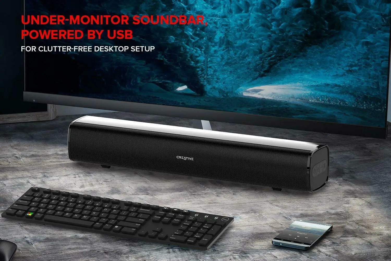 Creative Stage Air Portable Compact Under-Monitor USB-Powered Soundbar Bluetooth | Электроника