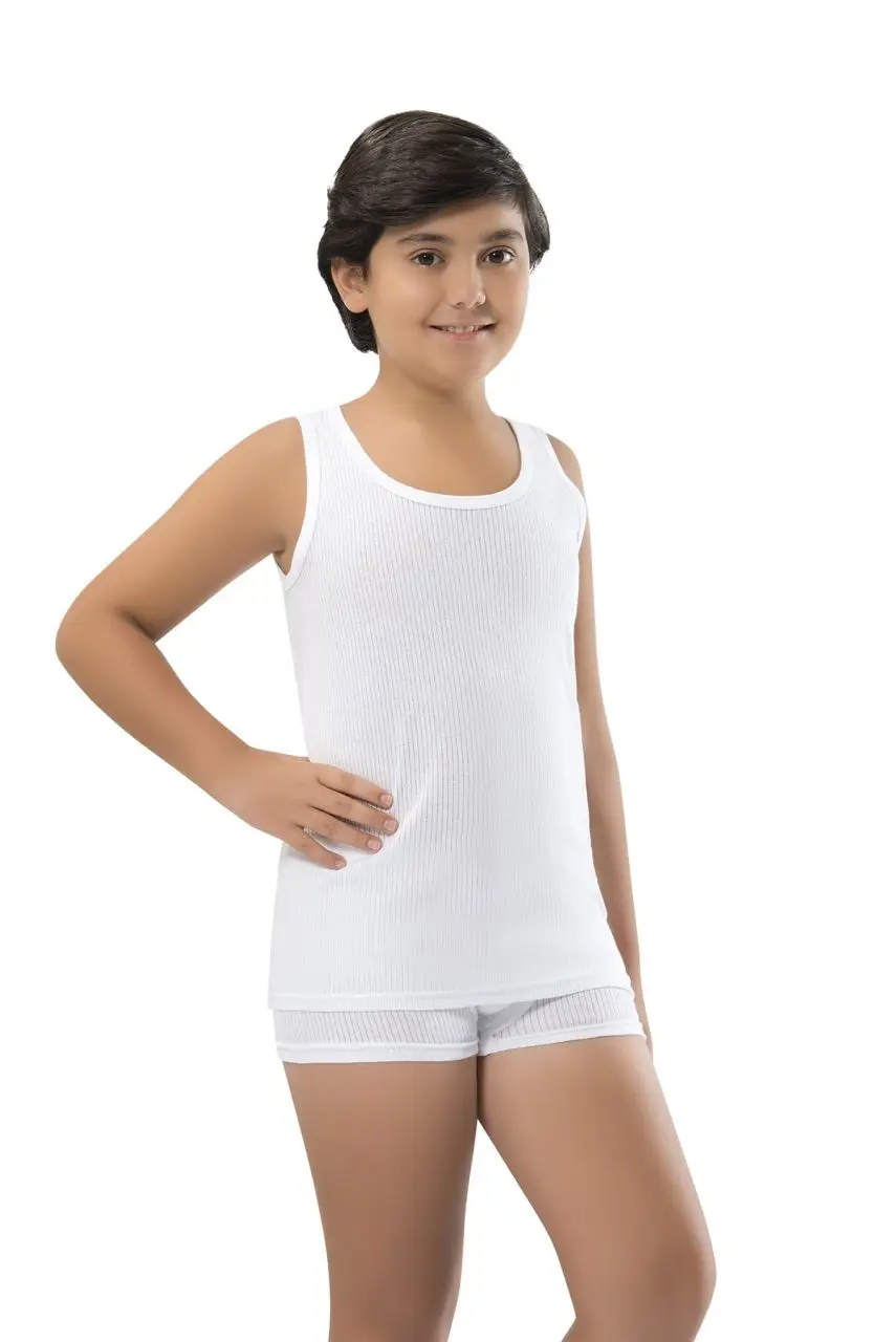

2-Pack White Striped Ribbon V-Neck Sleeveless Boys Undershirt Camisole Tops Soft Breathable Children Singlet Kids T-Shirt Baby