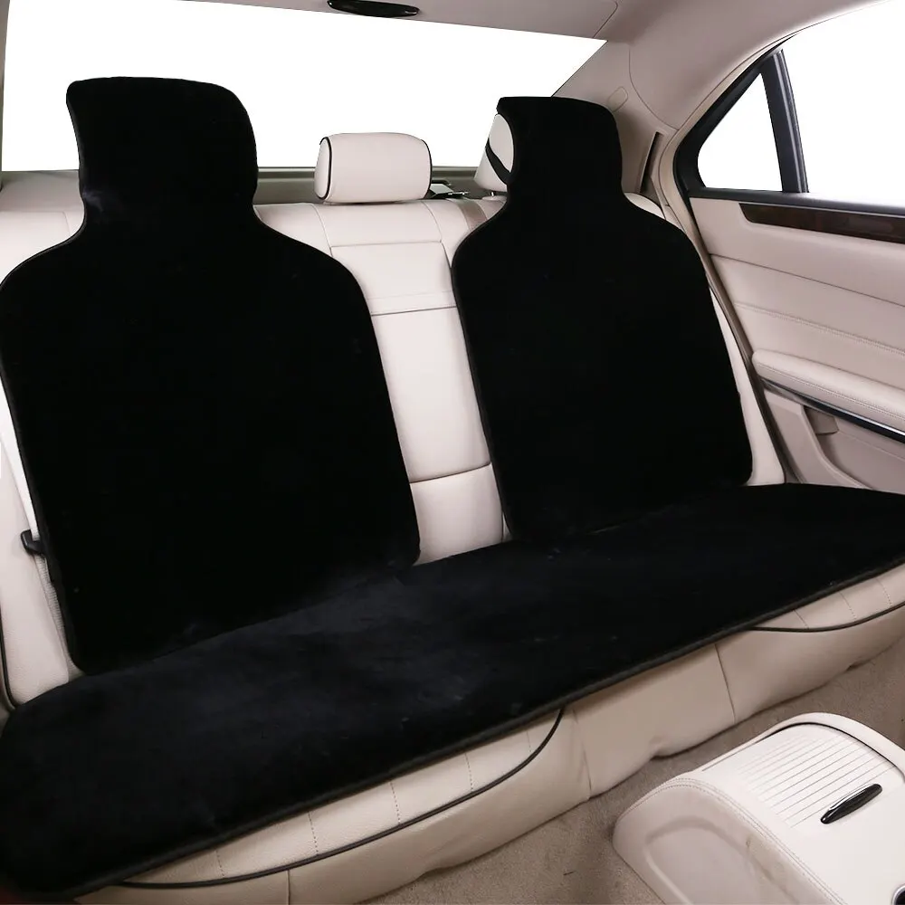 BLACK 1pc back seat AUTOROWN Универсальные накидки из искусственного меха овчины короткий ворс Мягкие и комфортные Осень-зима Аксессуары в салон машины Накидки на заднее и переднее сиденья Меховые чехлы - Название цвета: BLACK 1pc back seat
