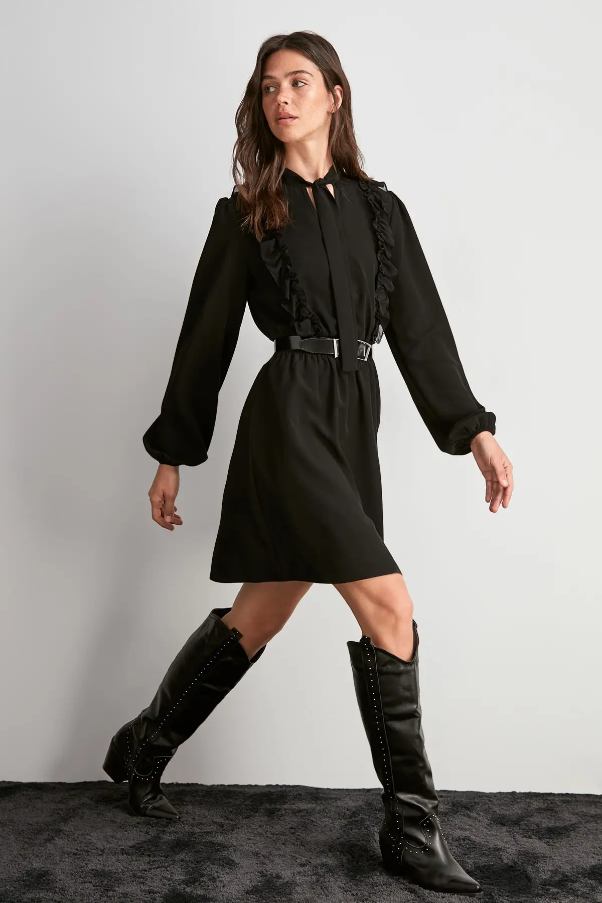 Платье с оборками на шнурках TWOAW20EL1981|Женские платья| |