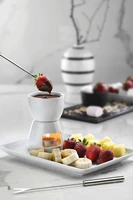 white porcelain bowl fondue fork fondue set fondue serving set cheese chocolate ice cream chocolate fondue set