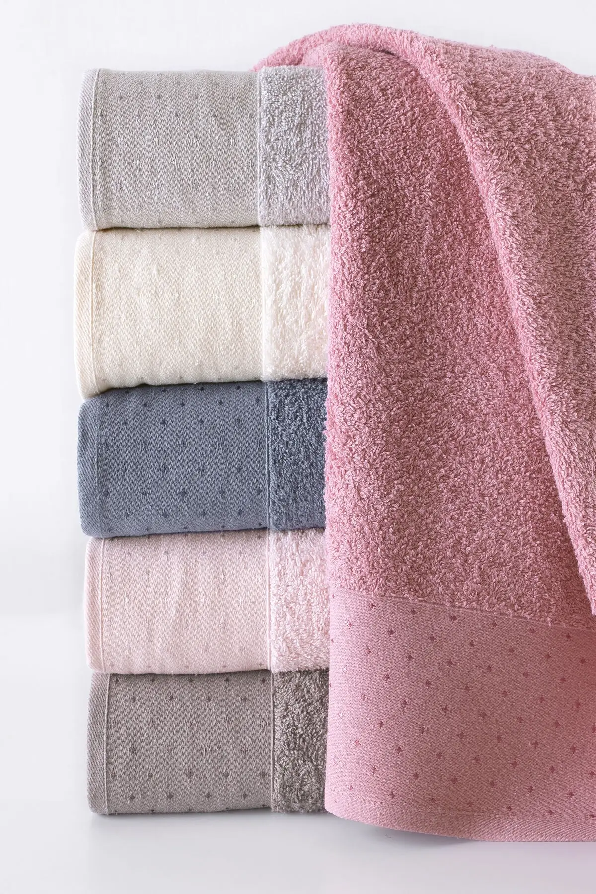 

Peonia Hand Face Towel Set 50x90 6pcs 100% Cotton Dot Emboridered Hotel Towel Highly Absorbent Quick-Dry Soft Turkish Towel Set