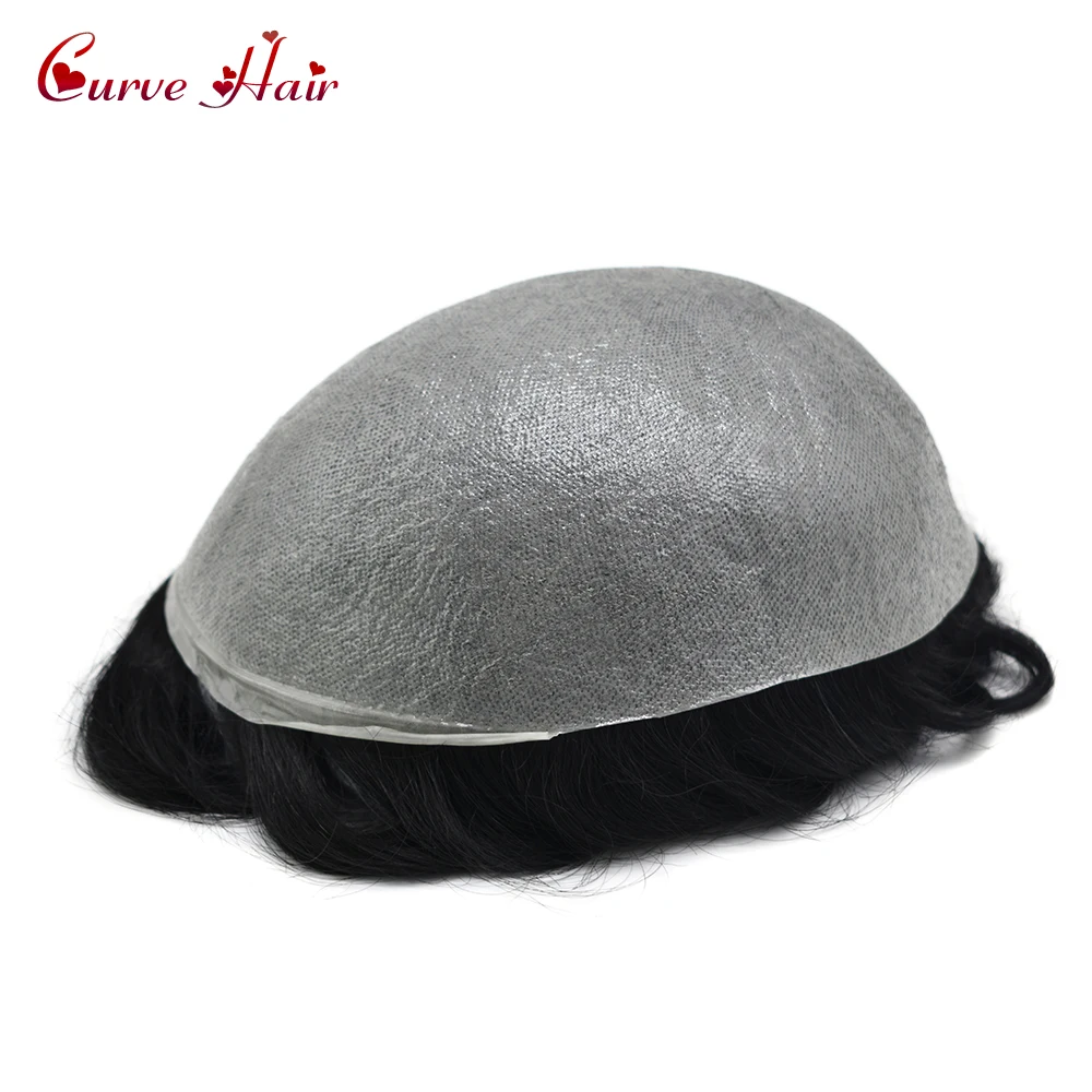 

Invisible knot Thin Skin Mens Toupee Human Hair Breathable Full Clear Poly Various Color Male Replacement System Remy Hairpieces