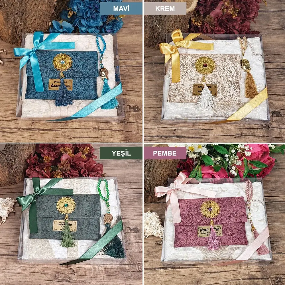 Acetate Box, Prayer Rug, Yasin Rosary, Custom Luxury Velvet Fabric Bag Religious Gift Set  Set FREE SHİPPİNG