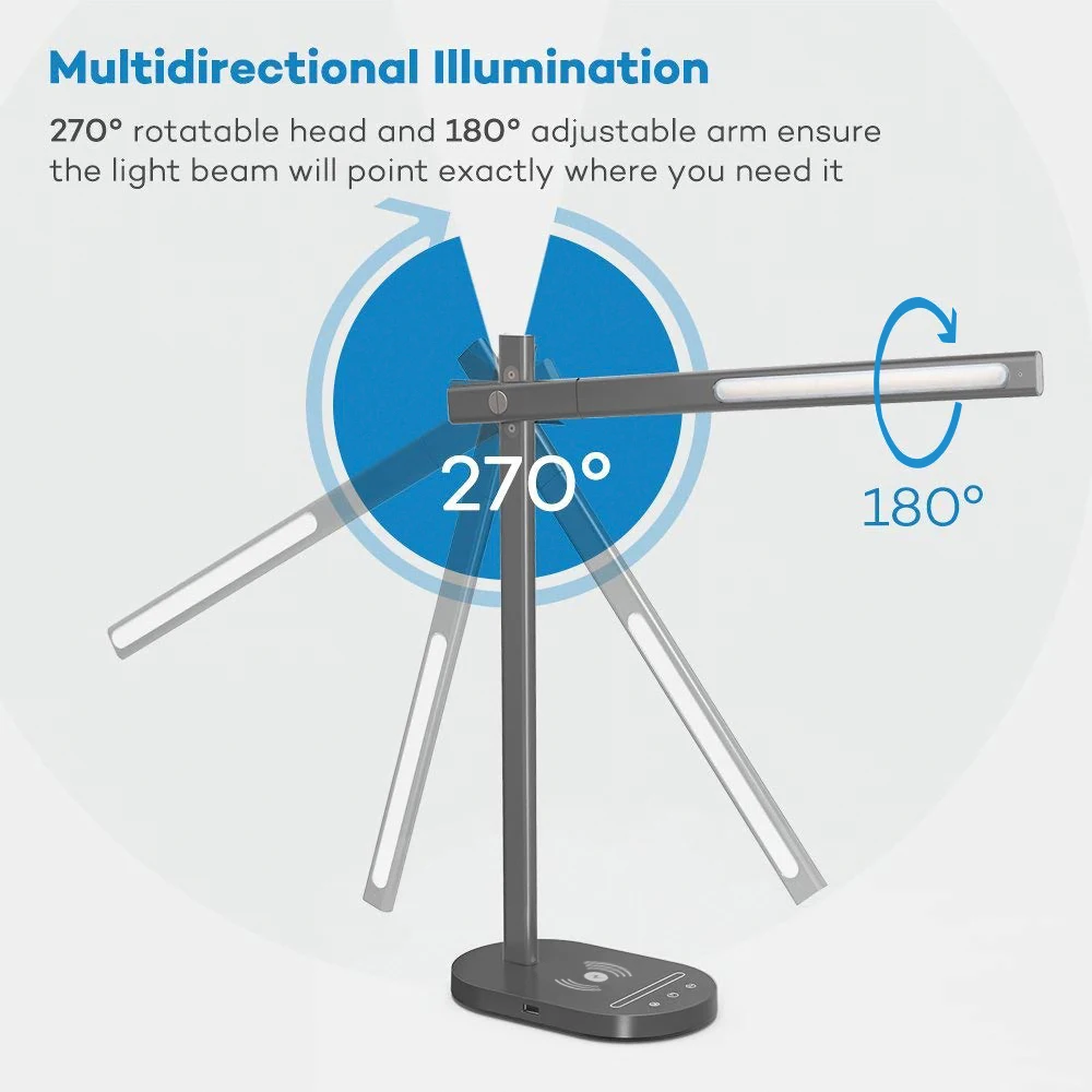 USB порт для зарядки современный светодиодный настольный светильник с QI