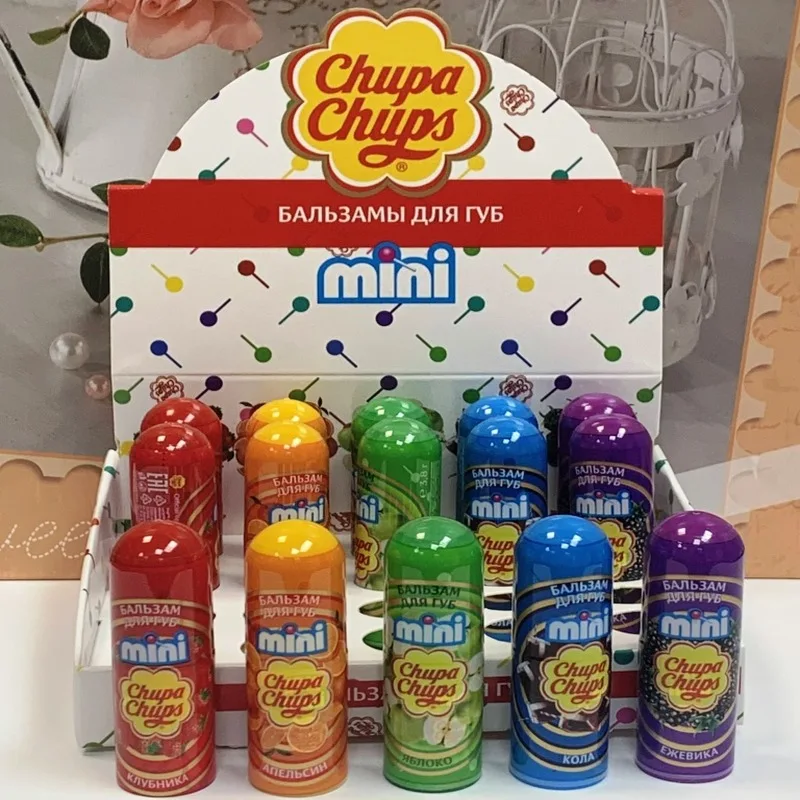 Cosmetics makeup Chupa Chups Mini moisturizing lip balm set with different tastes 3 8G. Price for 5 PCs Lip gloss Lipstick Makeup lipstick |