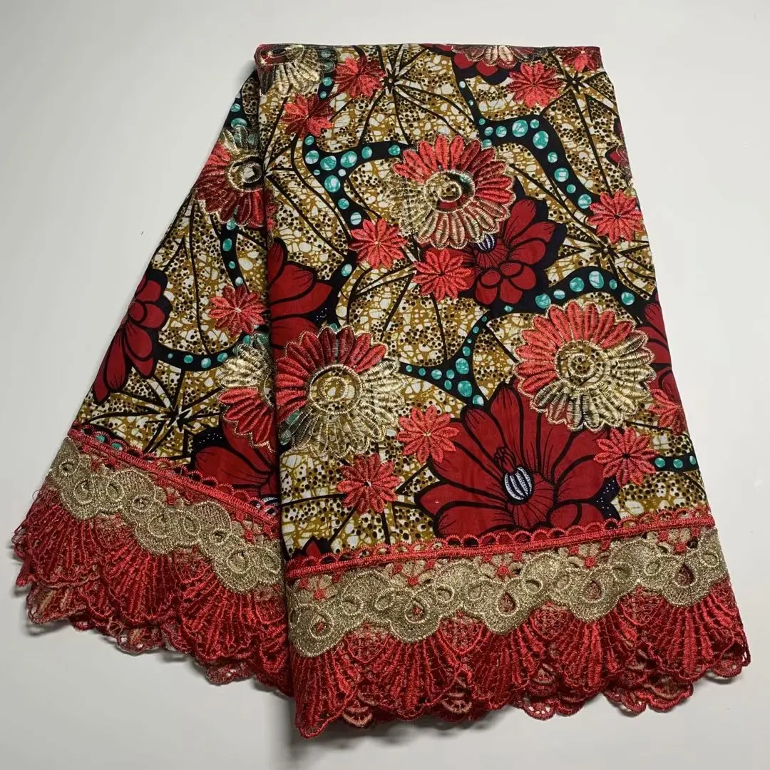 

Sinya Nigerian French Mesh Water Soluble Guipure Cord Lace Embroidery African Wax Prints Ankara Fabric For Women Dress Sewing