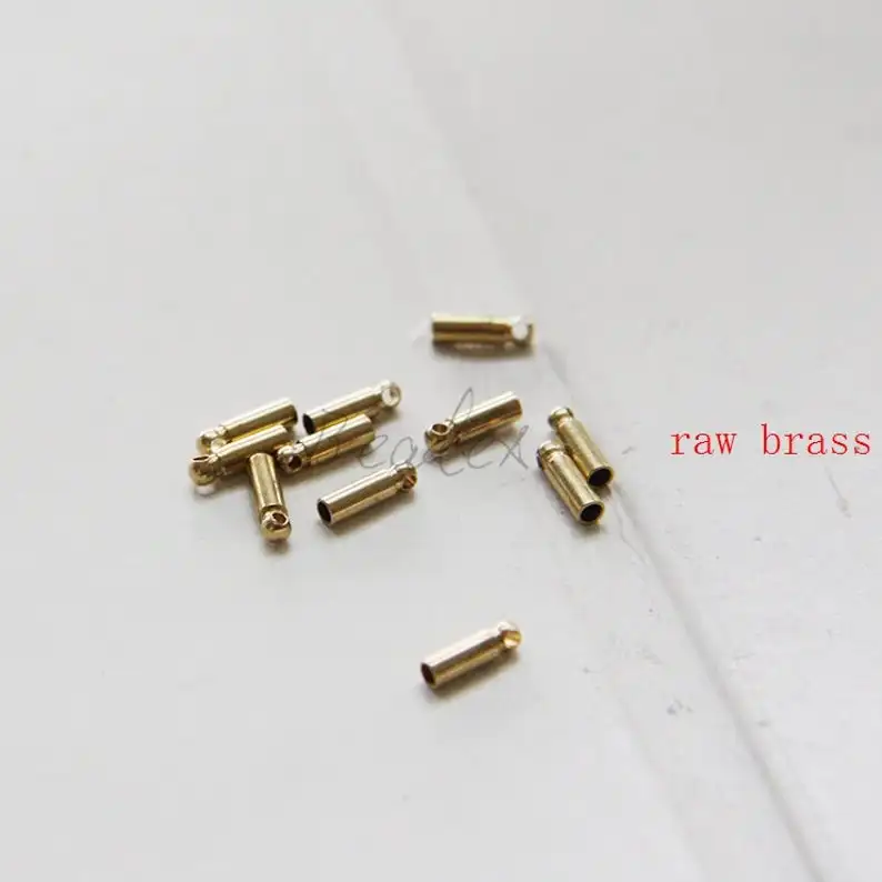 40 шт. цилиндрический латунный плоский обжимной шнур концы ленты круглый кожаный