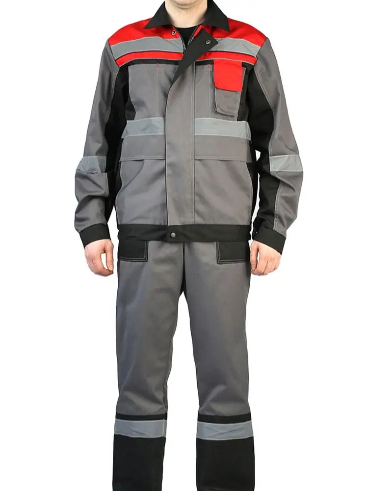 Костюм мужской &quotВиватный&quot летний с полукомбинезоном т.серый/черный/красный