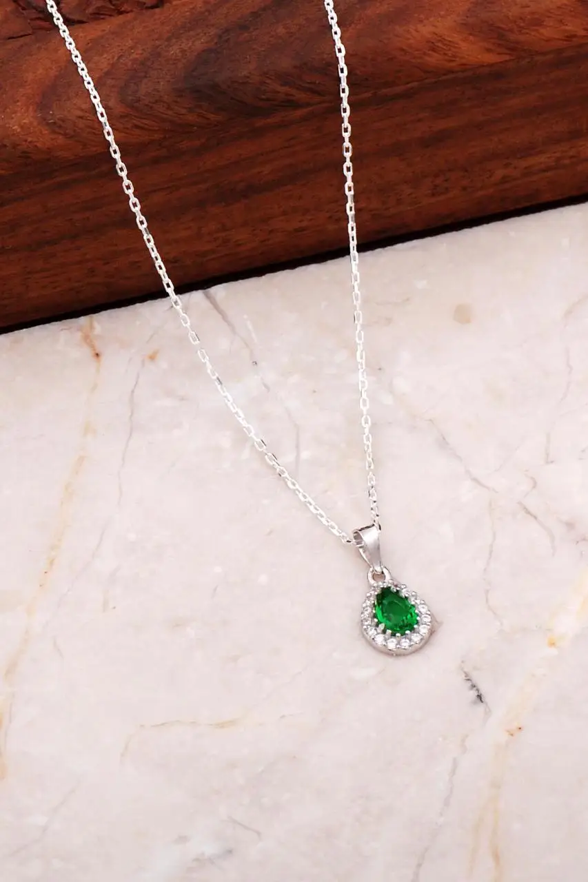 

Mini Drop Silver Necklace Simple Beautiful Drop Shape Pendant Crystals 2021 ottoman Valentine's day