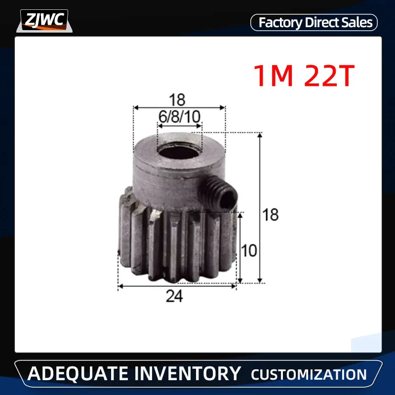 

1Pc Spur Gear 1M 22Teeth Motor Gear 1 Mod Rack 45# Steel Pitch Gearbox Gear Aperture Bore 6mm 8mm 10mm 1 Modulus 22 Teeth