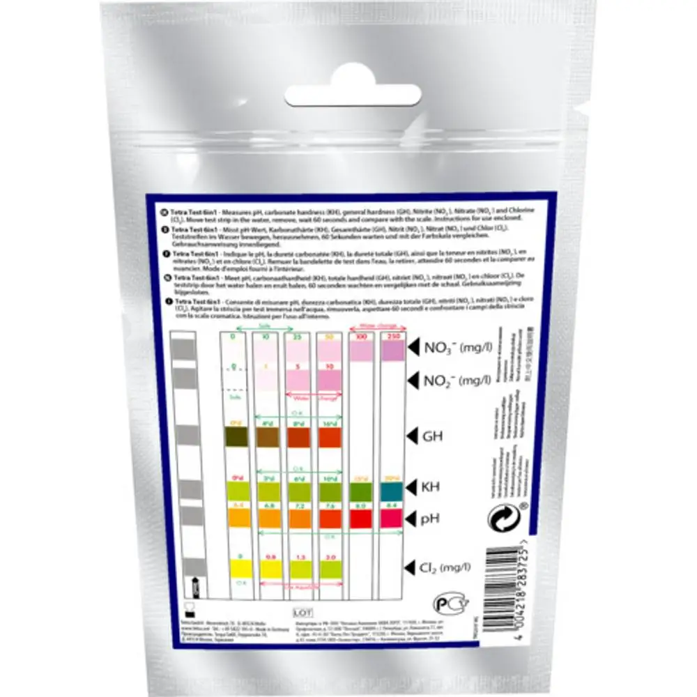 Tetra test 6in1 aquarium water strips (10 PCs) (6 parameters) Accessories Fishkeeping Test 6 indicators nitrite nitrate chlorine accurate