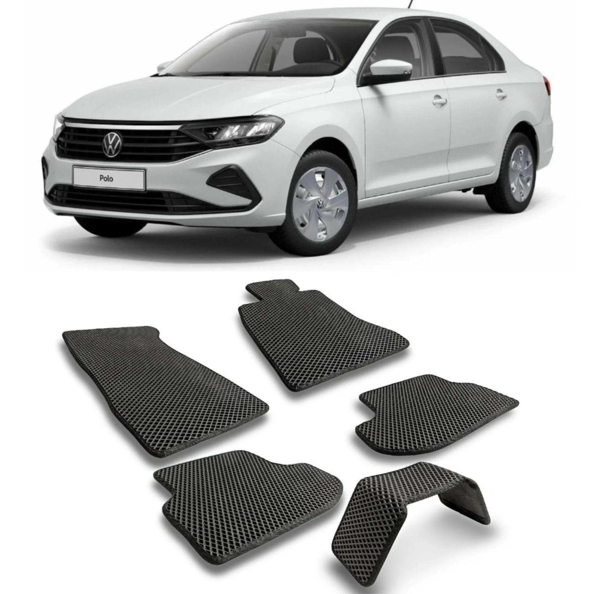 Car EVA Floor Mats CT-0771 For Interior Accessory Auto Volkswagen Polo (MK6) VI Liftback 2020-н.в. 5 pcs / set Without smell | Автомобили