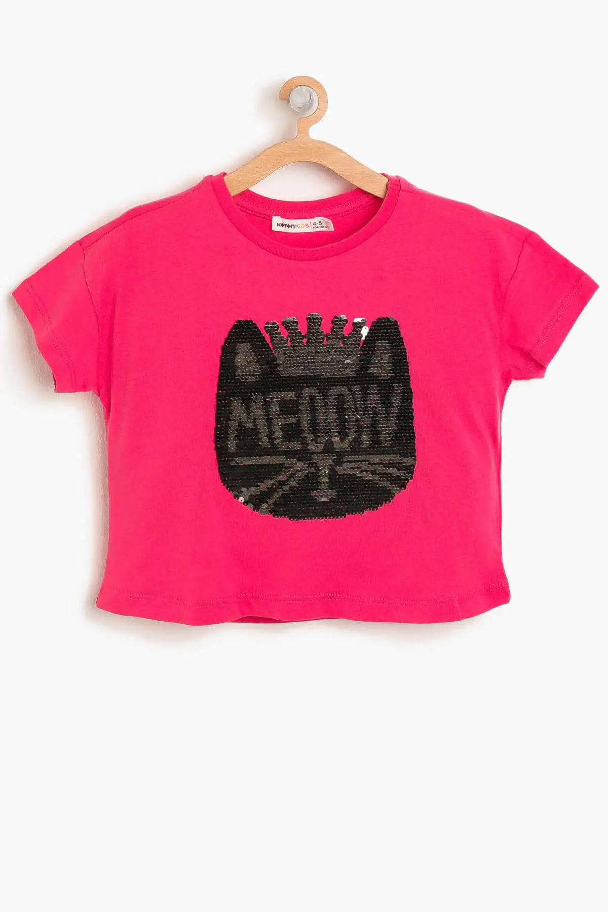Детская футболка с короткими рукавами цвета фуксии для девочек Koton|Футболки| |