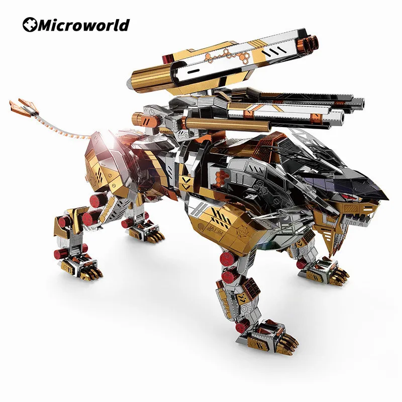 

Microworld Model 3D Metal Puzzle A Roaring Lion Assemble Model Kits DIY Animal Puzzle Decor Collection Kids Toys Gifts For Adult