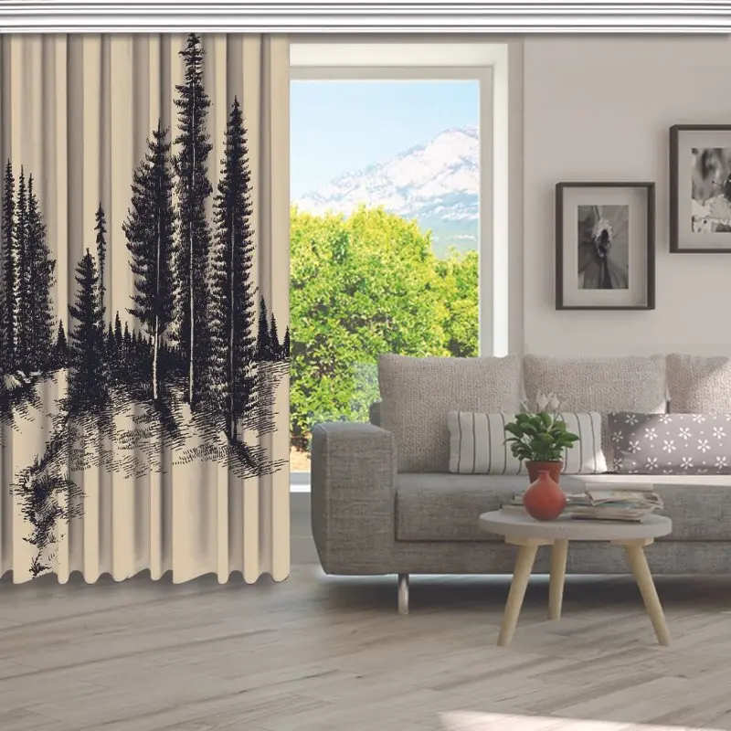 Занавес горный лес сосновые деревья река природа сельская местность