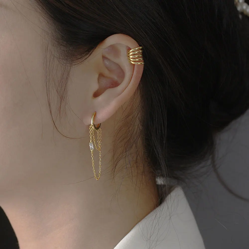 Серьги-кольца ANDYWEN из стерлингового серебра 925 пробы золотого цвета простая