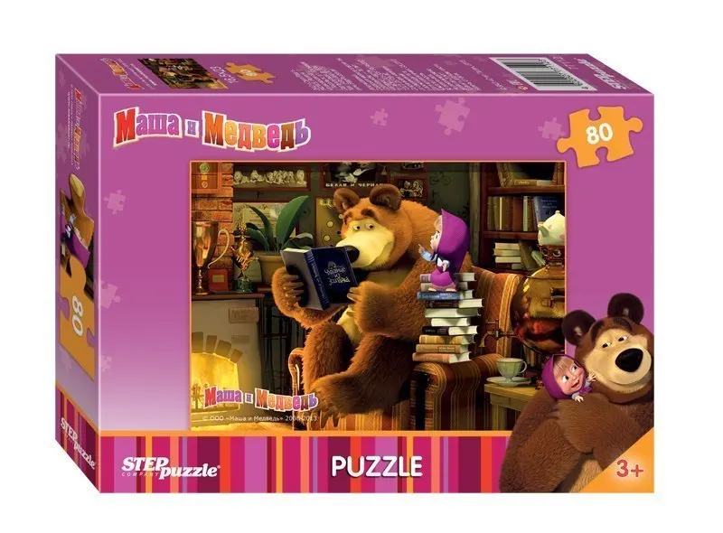 Пазл Маша и Медведь 80 элементов 77112 Степ пазл Step puzzle|Игры для вечеринки| |