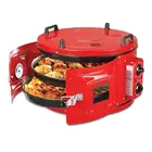 Коммерческая круглая столешница красного цвета 220 в барабан для печи пекарни Кондитерские снэки печенья жаровня пицца многофункциональная печь 2xPan в комплекте