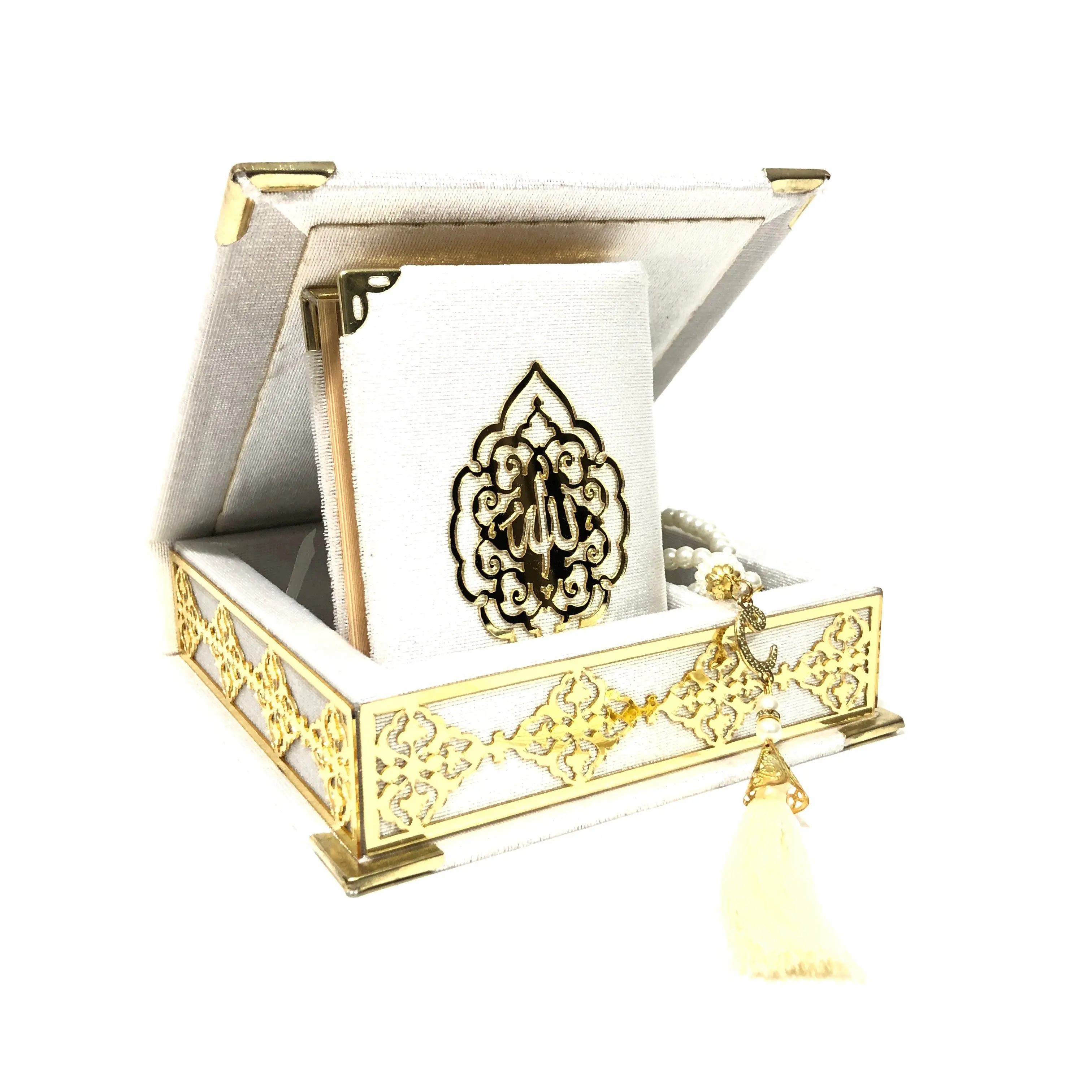 Бархат деревянный ящик Коран наборы для ухода за кожей арабский и Prayerbeads Moshaf