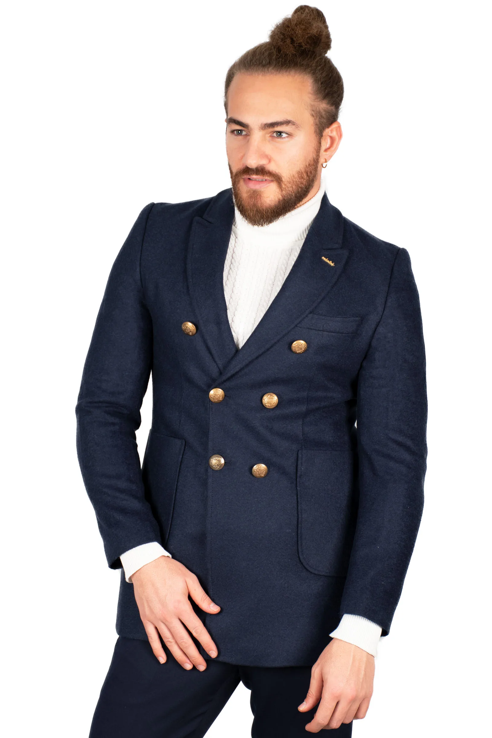 DeepSEA Male Luxury Double Breasted Stamp Coat High Quality Warm Overcoat Coat Metal Button Bag With Pockets Autumn Winter 2002152