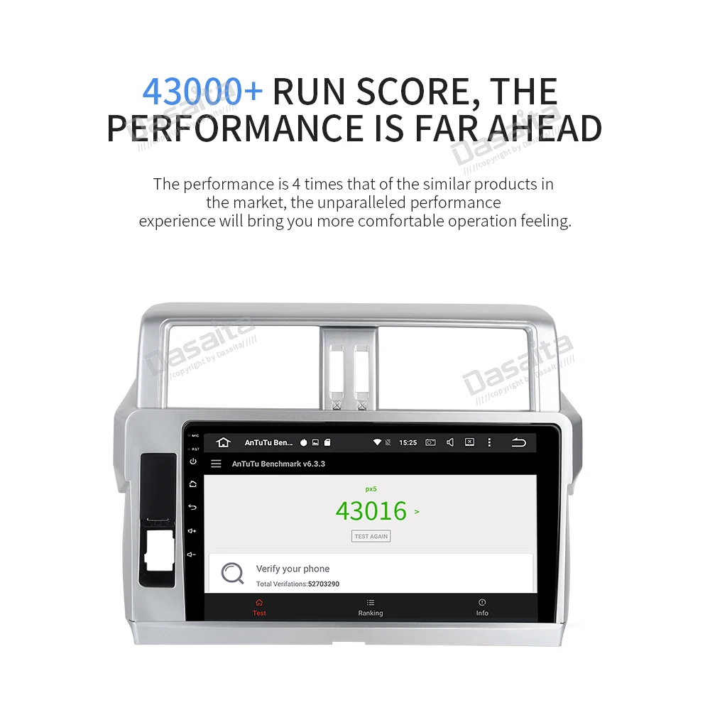 Dasaita Android 9,0 автомобильный двойной Din для Toyota New Prado 150 Строение в GPS 1024*600 радио TDA7850 10," ips сенсорный экран