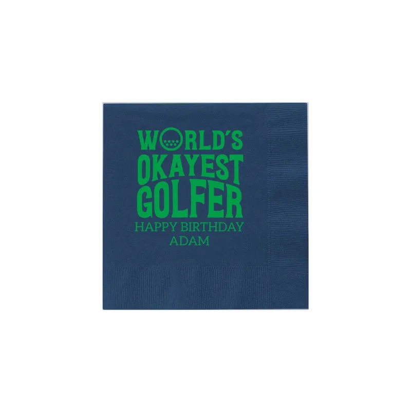 Цена Персонализированные салфетки для гольфа World's Okayest Golfer, оригинальные бриллиантовые салфетки, 30th салфетки для дня рождения 50 шт.
