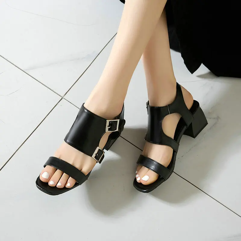 

2022 Summer Hot Sale Outdoor Peep Toe Middle and Thick Heeled Casual Women's Sandal