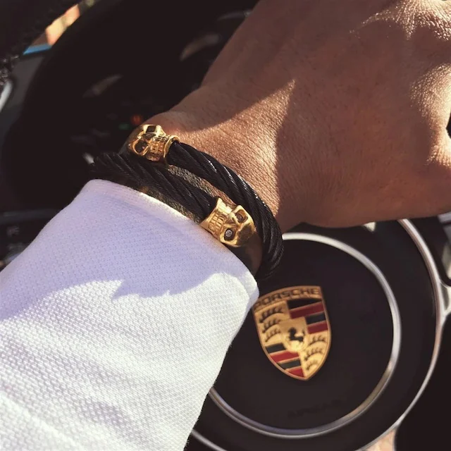 

TWISTED CABLE SKELETON GOLD-BLACK BRACELET 317049626