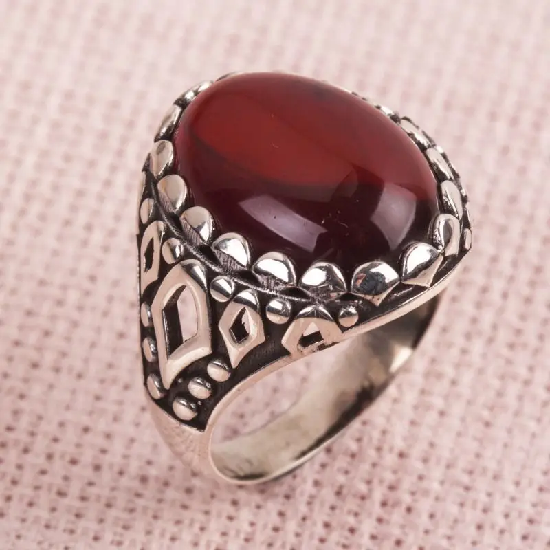 

925 Sterling Drop Amber Stone Silver Ring Fashion Turkish Premium Quality Handmade Jawelery