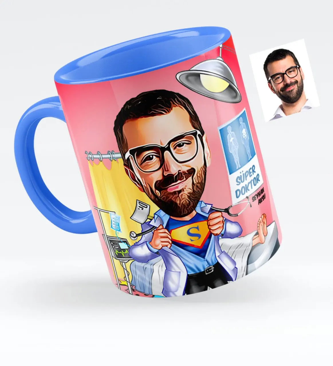 

Персонализированные г-н доктор карикатура синяя кружка чашка-2