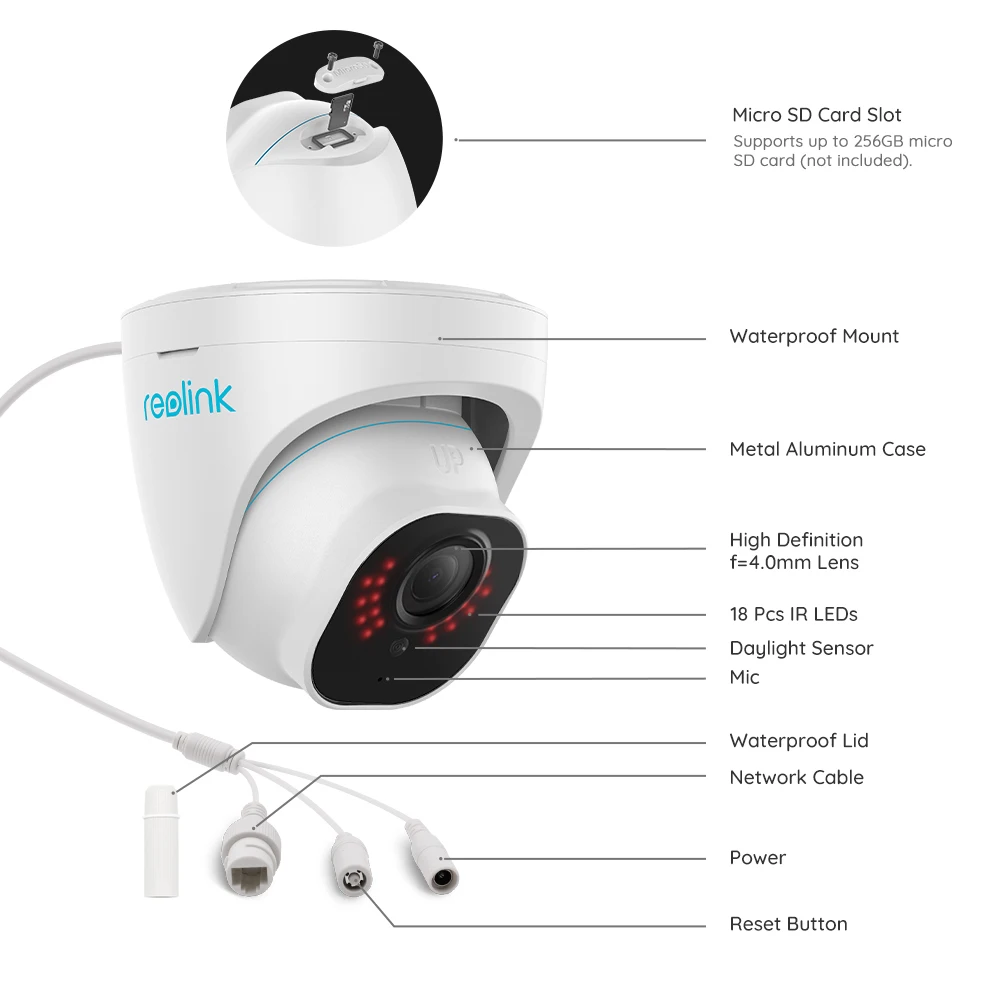 Reolink Смарт PoE камера наружная 5MP Инфракрасная ночного видения купольная
