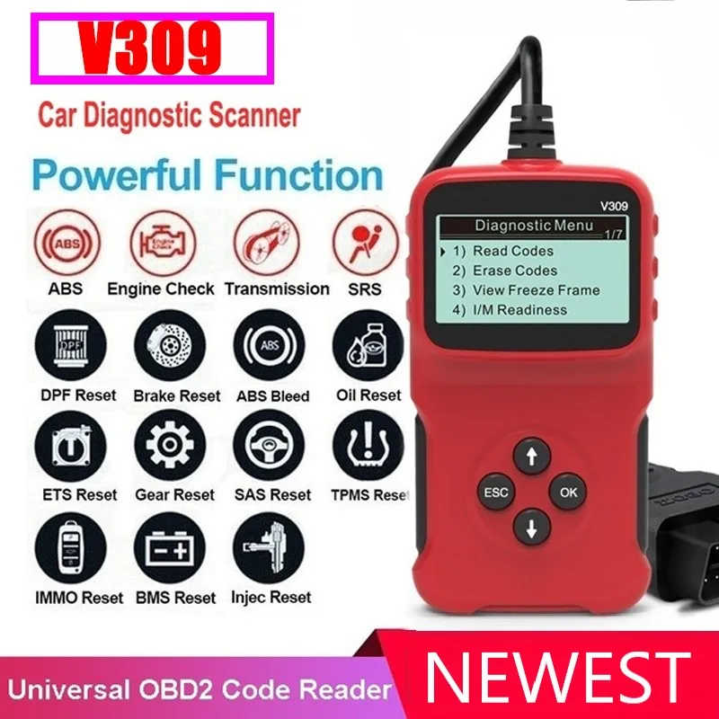 2021 Новое обновление V309 OBD2 OBDII Авто диагностический сканер авто считыватель кодов