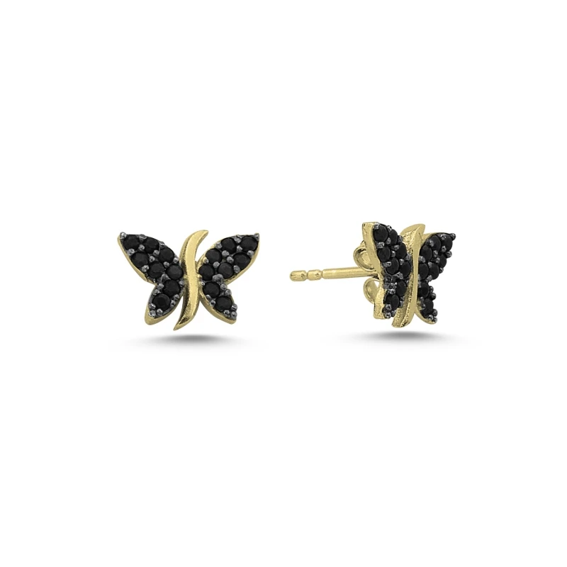 

Silver 925 Sterling Black Zircon Cubic Zirconia Infinity Earrings