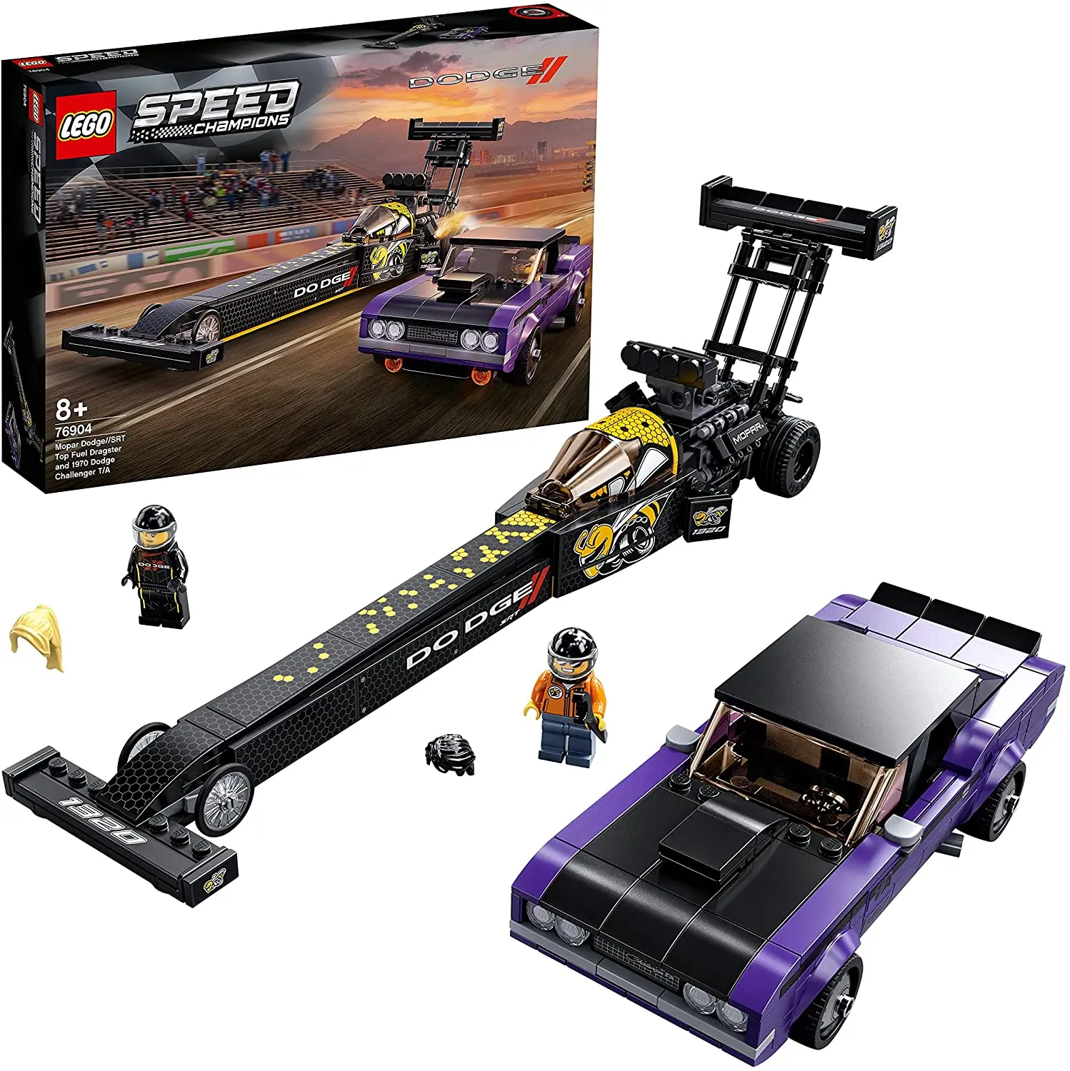 LEGO 76904 скоростные чемпионы Mopar Dodge // SRT Top топливный драгестер и 1970 Challenger T/A
