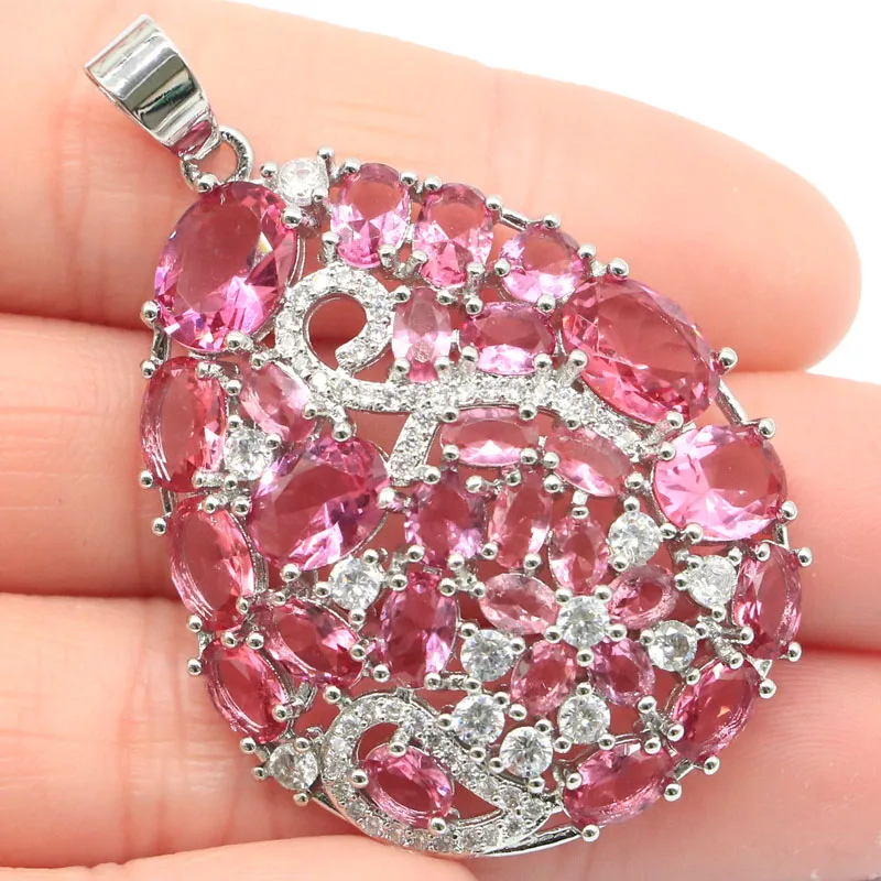 48x32 мм Юбилей Длинные Большой создан розовый турмалин подарок к женским