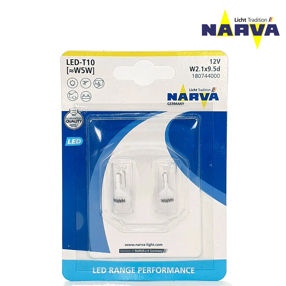 Автомобильные светодиодные лампы Narva W5W 6000K (W2 1x9 5d) T10 Range Performance LED (2 шт.) 18074 |