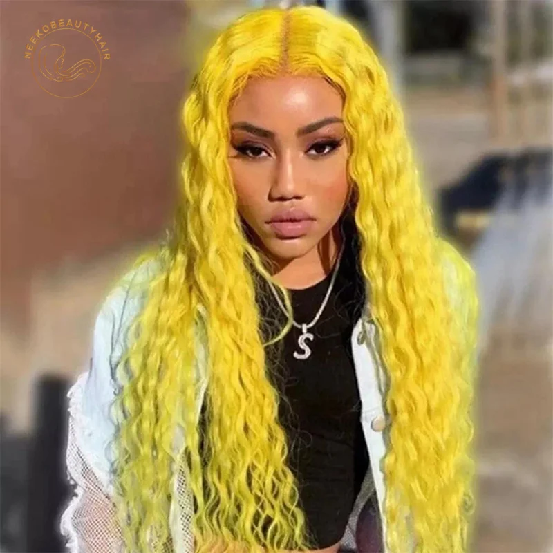 Парик на сетке спереди синий розовый желтый оранжевый 13X 4 плотность 180% | Шиньоны и