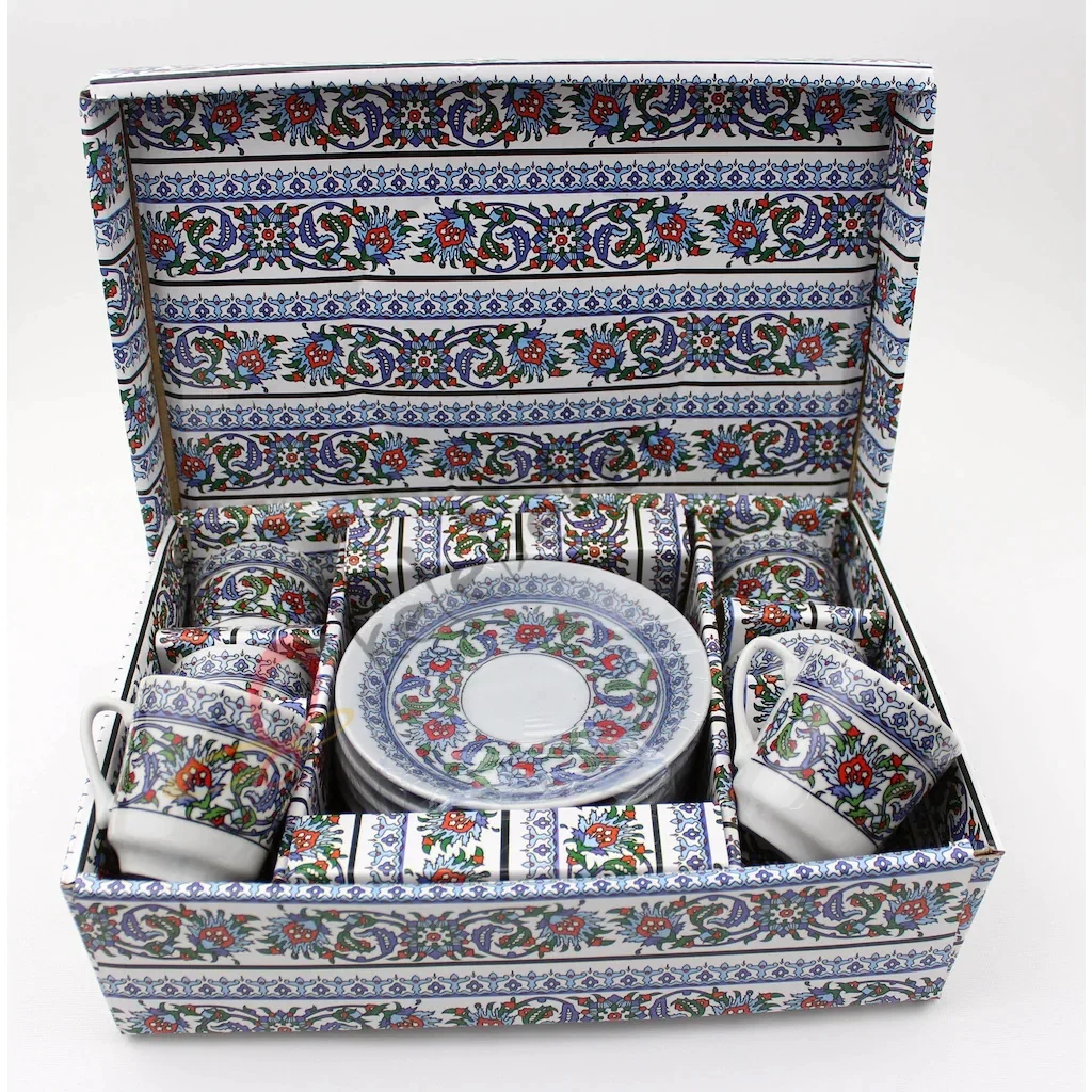 Турецкая фарфоровая кофейная чашка Topkapi модель на 6 персон 12 частей Бесплатная