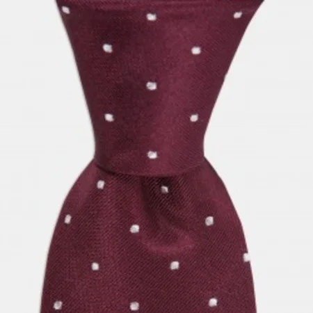

White dot pattern burgundy silk tie 67828175