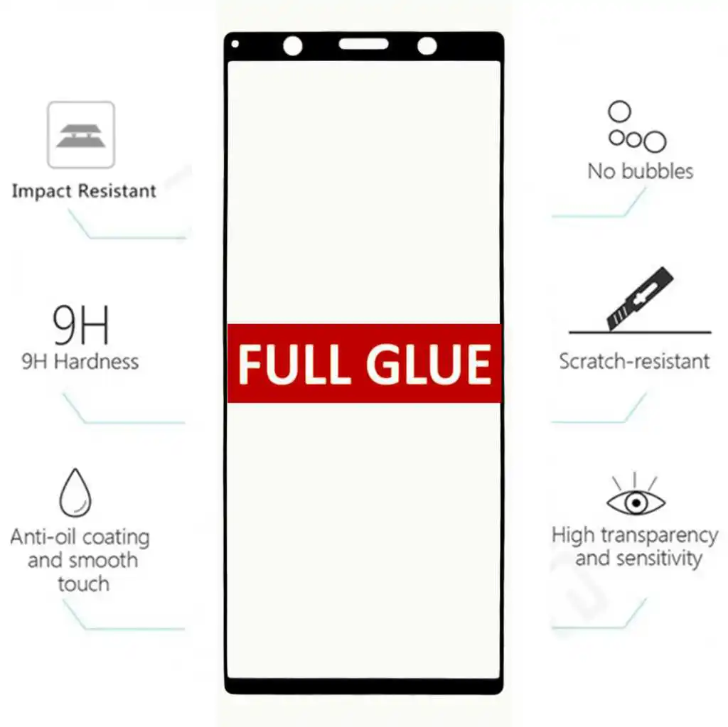 Советы TODOPHONESTORE защита экрана совместимы с SONY XPERIA 5 Полный закаленное стекло full glue