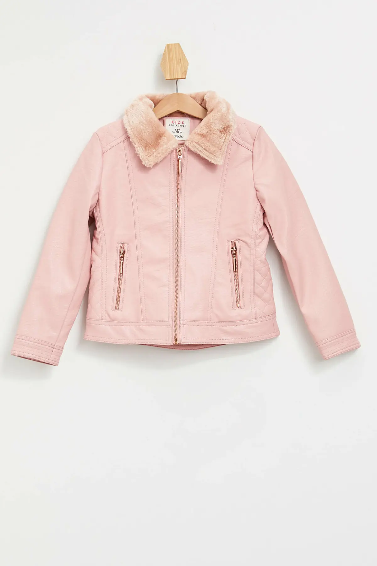 DeFacto модная шерстяная одежда для девочек пальто из искусственной кожи на молнии с