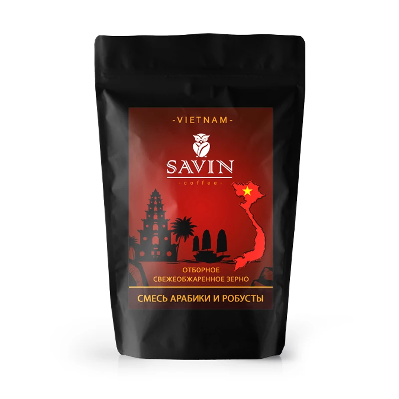 Кофе молотый 500 гр SAVIN. Эспрессо смесь 70/30 Вьетнам LAMDONG/Вьетнам LAMDONG. | Продукты