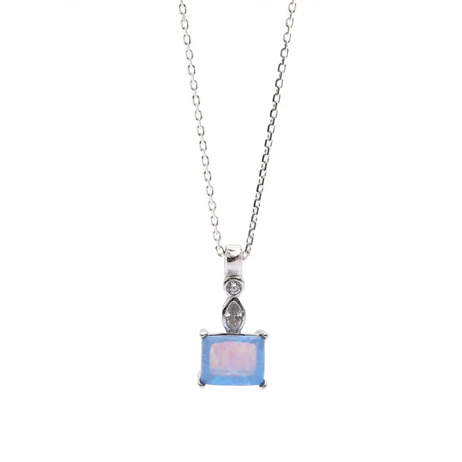 

Dainty Blue Opal 40 CM Necklace 925 Sterling Silver