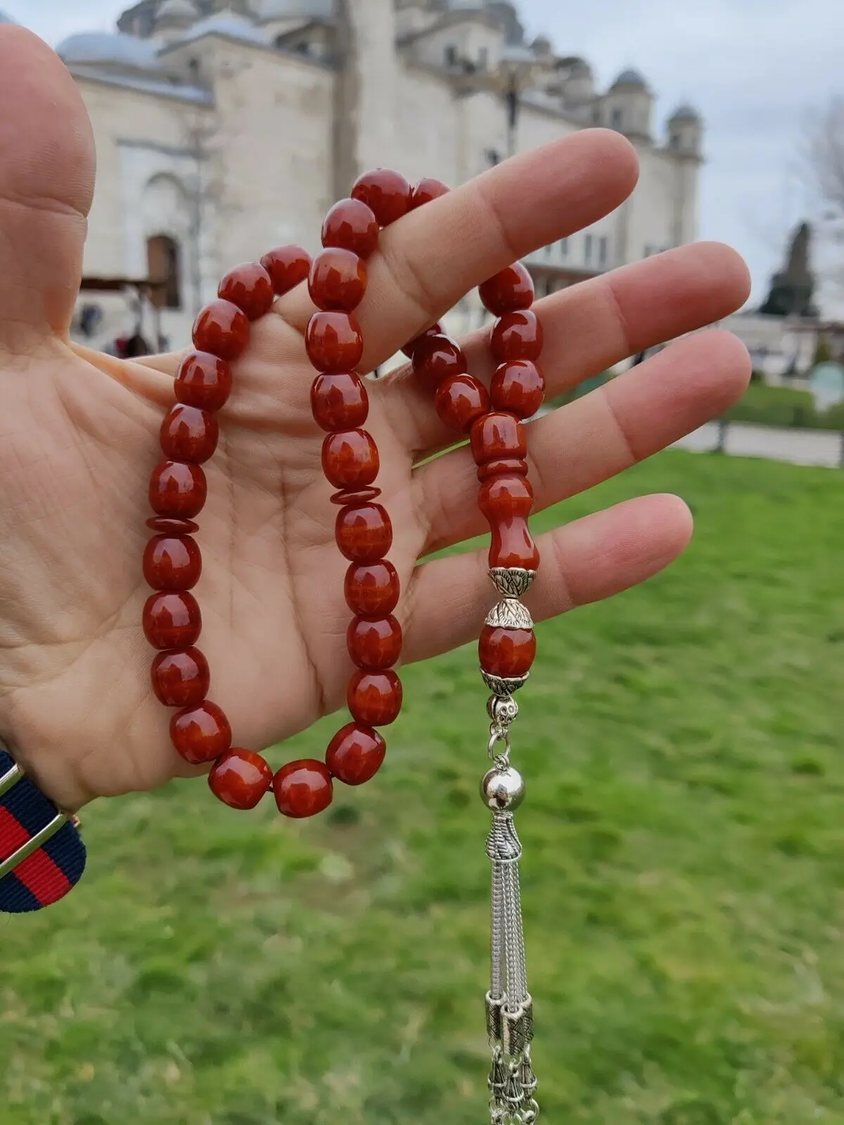

Ottoman Faturan German Amber Sandalous Misbaha Prayer Beads Islamic Gift Tasbih Tasbeeh Tasbeh Rosary Tasbih # 12F