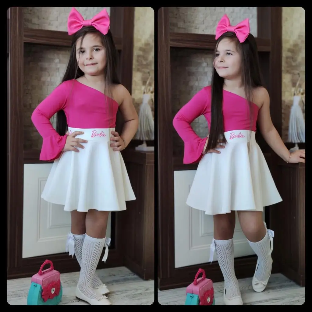 

100% cotton dress girls clothes clothing sets summer seasonal pullover tee newborn cute costume toddler casual dress skirt sui