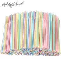 1500pcs disposable drinking straws plastic material colorful flexible juice straws multi colored rainbow straw pack