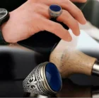 925 пробы Серебряное турецкое ювелирное изделие ручной работы мужское кольцо с голубым сапфиром