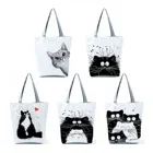 Индивидуальная Эко сумка-тоут для покупок, женская сумка с принтом кошки, Женская Повседневная дорожная пляжная сумка, портативная женская сумка