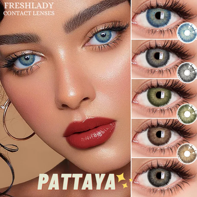 fresh lady 1pair color contact lenses for eyes pattaya natural yearly use lenses blue multicolored contact lens beauty pupils free global shipping